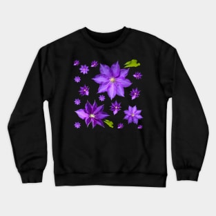 Purple Clematis Pattern Crewneck Sweatshirt